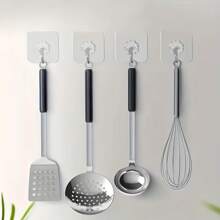 5/10/15pcs Transparent Adhesive Hooks, Multi-Function Kitchen Organizer Wall Hooks, Non-Slip Wallpaper Design, Kitchen Accessories