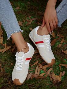 2025 modische, lässige, leichte und bequeme Schnürschuhe mit runder Zehenkappe, dicker Sohle, Retrostil Damen Sneaker, Damen Segeltuch Schuhe, Damen Sportschuhe, Damen Trainingsschuhe