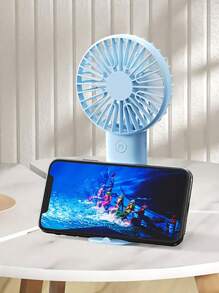 1pc Usb Rechargeable Three-Leaf Fan With Stand,Can Be Used As A Phone/Tablet Holder, Cute Design Suitable For Both Boys And Girls. Ideal Gift For Women, Perfect For Outdoor Activities, Beach, Office, School, Home [Summer Cooling Fan]