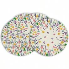 Lemon Flower Summer Placemat Set 4-Piece, 15-Inch Round Seasonal Wildflower Table Mat, For Party Kitchen Dining Decor