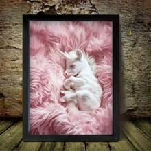 1pc Black Wall Art, Cute Cub Unicorn Canvas Prints Poster, Birthday Party Decor, New Year Halloween Christmas Easter Gift, Home Living Room Office Wall Decor, Perfect Gift And Home Decor,No Frame