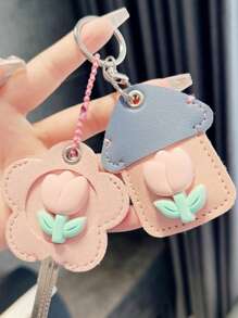 1/2Pcs Tulip Key Holder Set|Elegant PU Leather Keychain Organizer Protection, House Keys - Ladies' Luxury Key Pouch Soft Key Holder Chain Accessories For Women Girls, Perfect Gift For Her