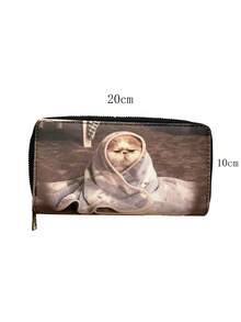 Fashionable Long Zipper PU Wallet Cartoon Cat Design Unisex For Women Mini Wallet Purse Wallet Long Wallet Keychain - Multicolor - View 4