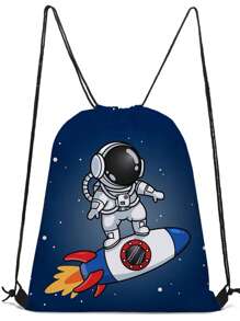Bolsa con cordón, mochila ligera, mochila estampada con camión/astronauta de varios colores, para deportes, senderismo y viajes, de material de poliéster duradero