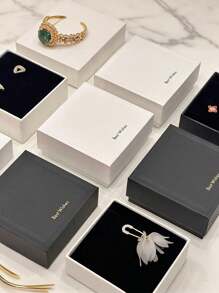 6/1pc, Embossed Letter Jewelry Gift Box, Jewelry Gift Box, Bow Decoration, Square Jewelry Gift Box, Suitable For Packaging Necklaces, Bracelets And Other Accessories Valentine's Day Ribbon Packaging Box, Packaging Box, Wedding Decoration