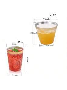 100pcs Transparent Cup With Gold Rim, 270ml & 300ml Size Options, Elegant Gold Edge Cup, Suitable For Wedding, Thanksgiving, Christmas - Gold - View 7