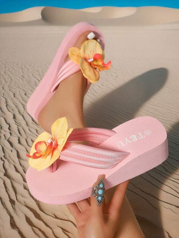 Mädchen Lässig Flip-Flops - einfarbige EVA-Sandalen mit Keilabsatz, dicker Sohle, leichter Schlupf-Design, Sommer Unbedingt, Größenzuwachs, Dicke Sohle