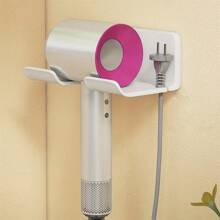 1 Pc Wall-Mounted Hair Dryer Holder And Bathroom Organizer Rack - Durable Plastic Storage Rack, Stylish Design, Suitable For Neat And Tidy Bathroom Organization, Storage
