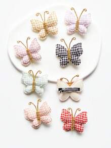 8 bucăți Adorabile pentru fetițe Agrafe de păr din aliaj de fluture în carouri lucrate manual Agrafe pentru copii Accesorii de păr pentru copii