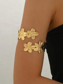 1pc Exaggerated Geometric Flower Opening Bangle Bracelet For Women