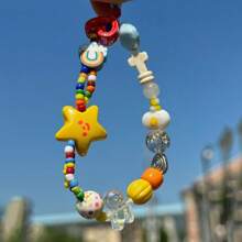 1 Stück Dopamin farbiges/Regenbogen/sternförmiges Perlenarmband, geeignet für Damen Sommerurlaub Lässig Tragen (zufällige Farbe/Position der Perlen)