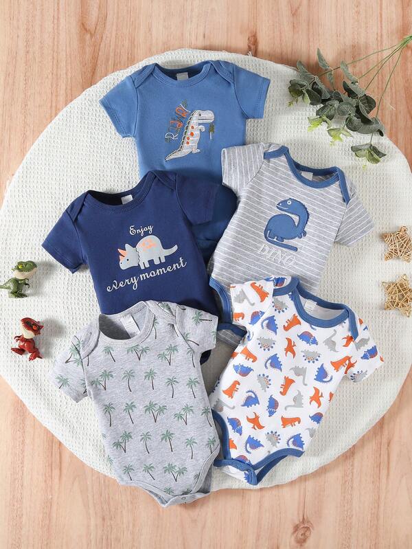 Juego de 5 piezas de ranaper gráfico con estampado triangular para bebé niño