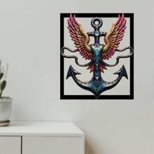 Decoración de alas de hierro con silueta colorida y ancla, obra de arte como regalo para amigos, decoración del hogar, jardín y balcón