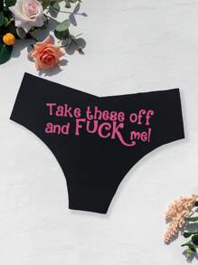 5 Pairs Skin-Friendly Seamless Low-Waist Panties, Soft Thin Letter Print Breathable Underwear For Women