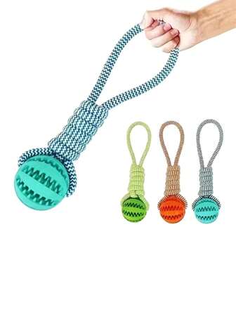 1 pièce Jouet de corde tressée en forme de balle avec poignée pour chien, jouet à mâcher durable pour entraînement à la mastication, à la traction et à la lutte, jouet de récupération de balles pour chiens