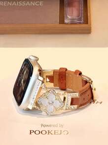 New Plum Blossom Leather Strap Compatible With 38/40/41/42/44/45/46/49mm Compatible With Apple Watch Strap Ultra/S10/9/8/7/6/5/4/3/2/1