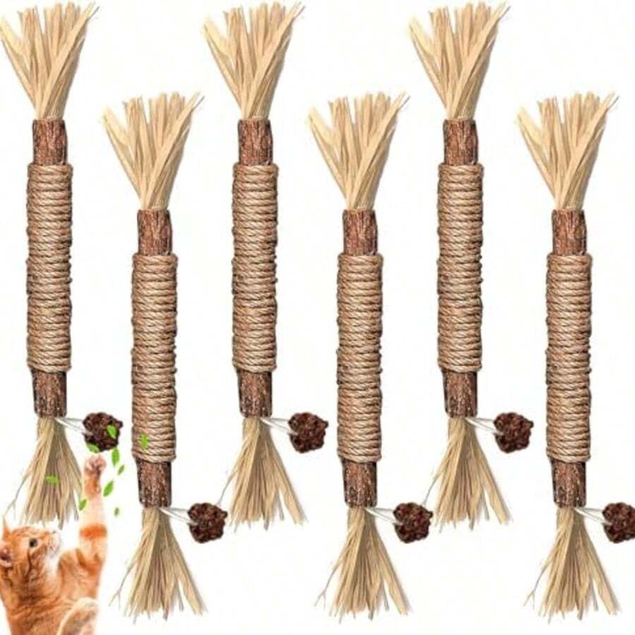 6支装猫薄荷棒，猫薄荷棒，猫用咀嚼棒，猫玩具，猫用牙齿护理玩具，磨牙用猫薄荷棒 - 彩色 - 查看 1