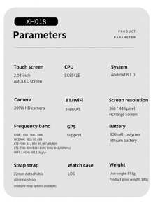 LOKMAT Smartwatch LOKMAT XH018 Android 4G com Tela Sensível ao Toque Redonda Completa, Câmera, GPS, Wi-Fi, Chamadas, Monitor de Frequência Cardíaca