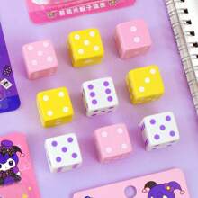 3pcs/Set Kukumi Dice Shaped Erasers, Funny Stationery, School Office Party Game Souvenirs, Student Prize Treasure Box, Back To School Gifts, Gambling Game Rewards, Clean & Smudge-Free Correction Tool For Exams, Drawing, Writing