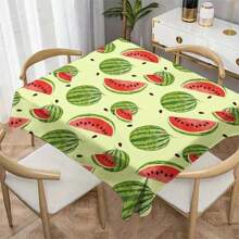 1pc Watermelon Print Table Cloth, Modern Polyester Rectangular Or Round Waterproof Tablecloth, Digital Printing Suitable For Living Room, Outdoor Dining Table, Small Round Table