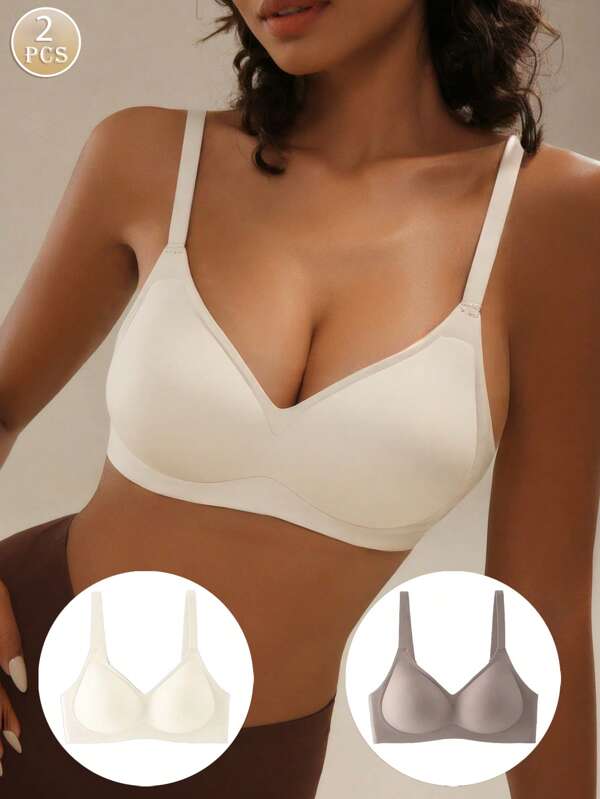 Conjunto de 2 sutiãs push-up para mulheres, realça o busto pequeno, previne a flacidez e oferece suporte para as costas