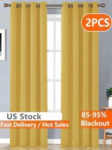 Estelar Textiler 2 Panels Solid Thermal-Insulated Blackout Curtains For Bedroom And Living Room For Protection Against Ultraviolet Rays,