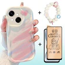 Für Infinix Smart 8 Bildschirmschutz, Keramikfilm, Weicher Film, farbige Creme Handyhülle, Creme Perlenarmband, Handyschlaufe, Smart 9, Smart 7, I Tel A50/A70, Smart 10