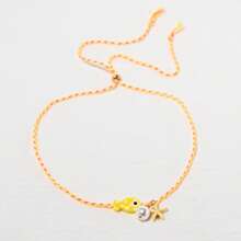 Colar com pingente de peixe de cerâmica boêmio colorido para mulheres, gargantilha ajustável de corda multicolorida, perfeita para férias de verão na praia e festivais de música, joias de férias estilo boêmio ajustável