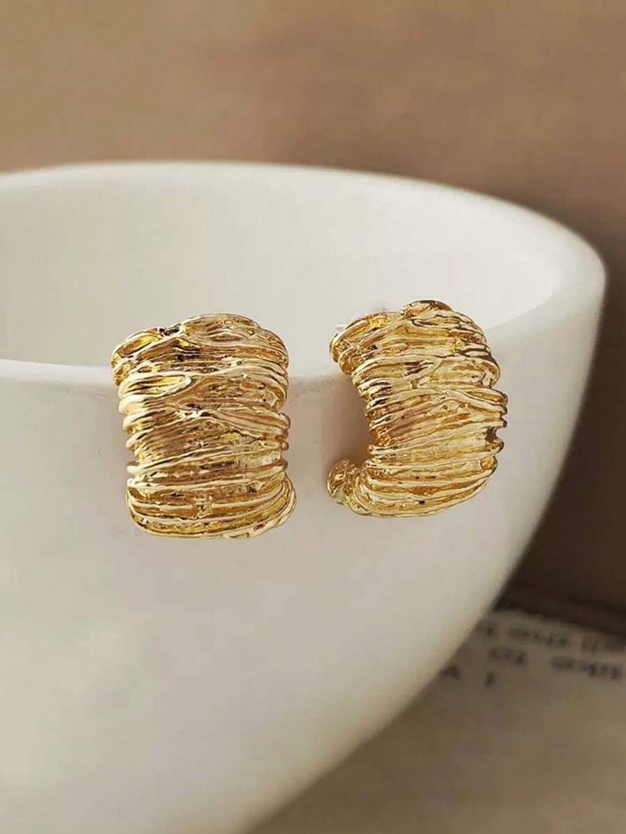 1 par de pendientes de metal con diseño geométrico de moda para mujer, accesorios para fiesta/viaje, joyas gruesas