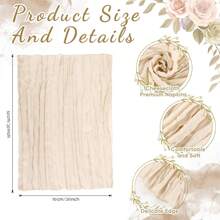 2 pièces l'ensemble : 1 nappe et 12 serviettes, tissu à fromage, style bohème campagnard, couleur crème, convient pour mariage, shower de mariée, jardin fête, rassemblement familial, anniversaire, décoration de la maison, événements festifs