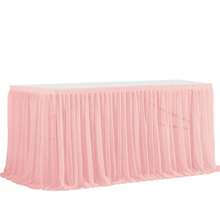 1pc Ivory Polyester Tabletop Skirt Fits 72inch/183cm Rectangle Tables, Wrinkle-Resistant Easy Clean Ruffle Tablecloth For Birthday Cake Table Decor, Banquet And Wedding Party, Bridal Shower, Various Celebration Events - Ivory - View 5