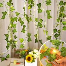 New LED Battery Box Climbing Vine Light String Sweet Potato Leaves Outdoor Copper Wire Vine Waterproof Decoration Light - Warm White - View 3