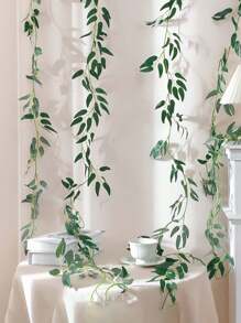 1 pièce Vigne de saule artificielle de 80,3 pouces, feuilles pendantes en plastique vert, décoration. Couronne de vigne de saule artificielle, pour le DIY, mariage, fête, jardin extérieur, maison, salon, chambre à coucher, mur, décoration de table, fête des mères, anniversaire, rentrée scolaire