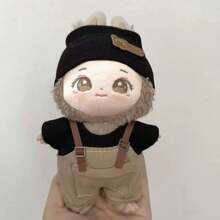 (Clothes Only) New Hot-Selling 17cm Pendant Labobo Plush Doll Outfits Set - Bucket Hat, Overall Pants Clothes For Labubu 1st/2nd Generation