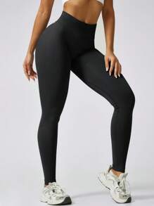NcmRyu 2 Stück Damen Einfarbige vielseitige nahtlose Taillenhose mit Bauchkontrolle und Lifting Sport Leggings & Shorts