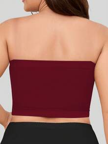 10 Pcs Plus Size Women's Comfortable And Breathable Seamless Padded Strapless Plunge Bra, Basic Multi-Color Tank Bra - Multicolor - View 5