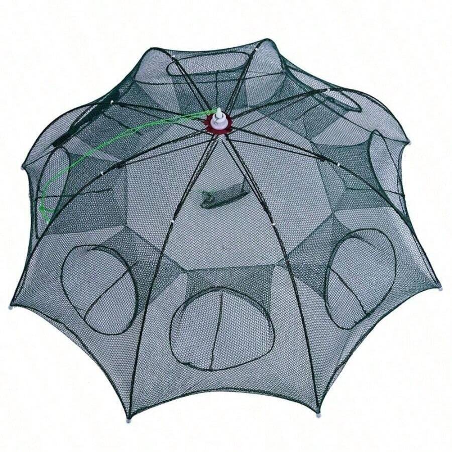 Umbrella Shaped Fishing Cage, Automatic Shrimp Net, Foldable Fish Net, Fishing Gear, Fish & Shrimp Net, Fishing Landing Net - Multicolor - View 1