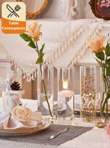 1pc/4pcs Glass Cylinder Vases, Hurricane Candle Holders For Pillar Or Floating Candles, Tall Clear Vase For Centerpieces, Round Vases For Wedding Anniversary Events Home Table Decor Home Decor Room Decor Flower Vase Glass Vase