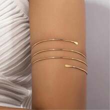 1pc Minimalist Metal Line Bracelet For Women - Yellow Gold - View 4