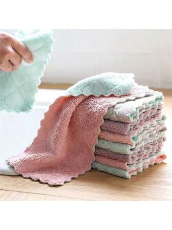 30块超细双面洗碗布不粘油厨房清洁抹布多功能双色擦拭布吸水不掉毛（多色可选）