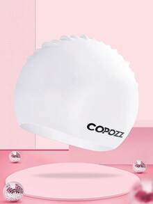 COPOZZ Gorro de natación para Adultos, de Silicona, Impermeable, cómodo, para Cabello Largo y Corto - Blanco - Ver 5
