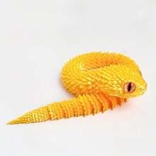 Miniaturowy model węża wydrukowany w 3D z realistycznymi oczami i ruchomymi stawami, żywe wielokolorowe łuski (idealny do dekoracji biurka i szafki - świetny na imprezy, ekspozycję na zewnątrz i jako prezent - idealny na Boże Narodzenie, Walentynki i prezenty urodzinowe - losowy kolor oczu)