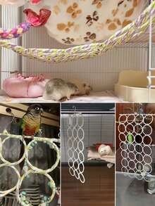 1 pieza Juguete de red y cuerda de escalada para ratas para jaula, percha de cuerda, columpio, puente de cuerda, hamaca colgante, juguete de actividad para animales pequeños como ratones, ratones, loros, pájaros (color aleatorio) - Multicolor - Ver 7