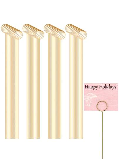 20pcs/5pcs/Round Bouquet Card Holder - Metal Gift Card Holder Bar For Macadamia Flower Paper Leaf Wrapping Card Holder, Wedding Centerpiece, Photo Holder Bar, Card Flower Holder, For Graduation Ceremony Wedding Mother's Day Gift Wrapping Card Holder Decorative Supplies