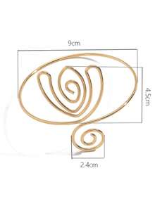 1pc Exaggerated Glamorous Hollow Geometric Flower Design Cuff Bracelet For Women - Golden - View 7