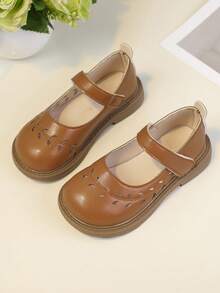 Girls' Brown Leather Shoes, New Spring & Autumn Children Princess Shoes, Girls' Soft Bottom Flats - Brown - View 19