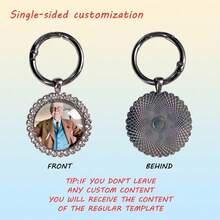 Customized Round Zinc Alloy Key Chain With Sparkling Diamond Style, Personalized Photo Gift, Birthday/Anniversary Gift, Available In Multiple Quantities - Silver - View 3