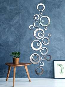 1 set Autocollants muraux de miroirs circulaires DIY, décalcomanies murales de miroirs en acrylique en combinaison pour la chambre d'enfants, le salon, la chambre à coucher, la salle de bain, le hall d'entrée, autocollants muraux de miroirs géométriques autoadhésifs pour la décoration de chambre
