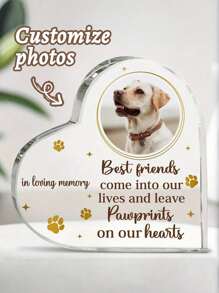 Personalized Pet Memorial Acrylic Heart Plaque - Curved Heart-Shaped Remembrance Keepsake For Pets-5 Styles ,Loss Of Dog Or Cat Sympathy Tribute, Customizable Desk Decor Celebrating Beloved Animals - For Pet Lovers - Memorial Gift For Pet Loss