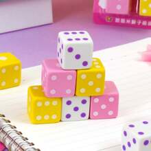 3pcs/Set Kukumi Dice Shaped Erasers, Funny Stationery, School Office Party Game Souvenirs, Student Prize Treasure Box, Back To School Gifts, Gambling Game Rewards, Clean & Smudge-Free Correction Tool For Exams, Drawing, Writing